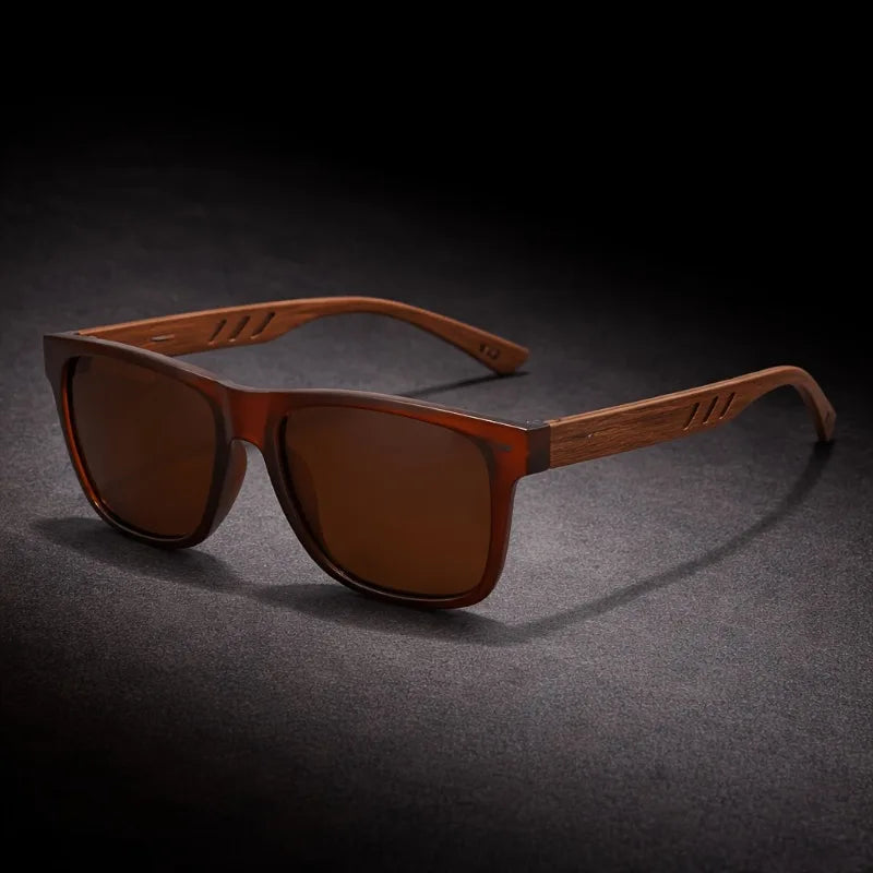1/2pcs Unisex retro walnut ultra-light glasses, polarized lenses, suitable for daily and formal occasions.