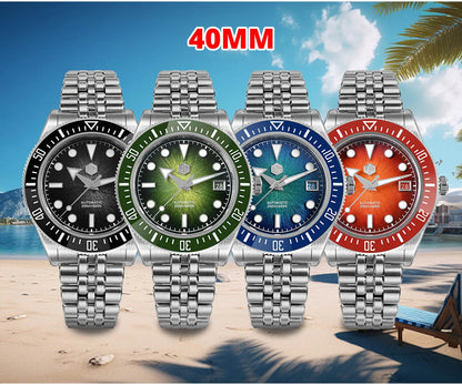 Relógio de mergulho masculino San Martin 37.5mm 40mm Miyota 9015 com mostrador esmaltado, relógio de pulso mecânico automático de luxo, resistente à água 200m SN0148