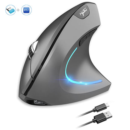 Ratón inalámbrico Bluetooth vertical de doble modo, silencioso y recargable para gaming, compatible con Win, Mac OS, portátil y ordenador