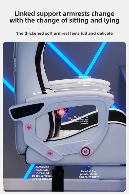 Silla gaming masculina para e-sports, cómoda para estar sentado durante períodos prolongados; silla de ordenador reclinable para momentos de ocio, con respaldo