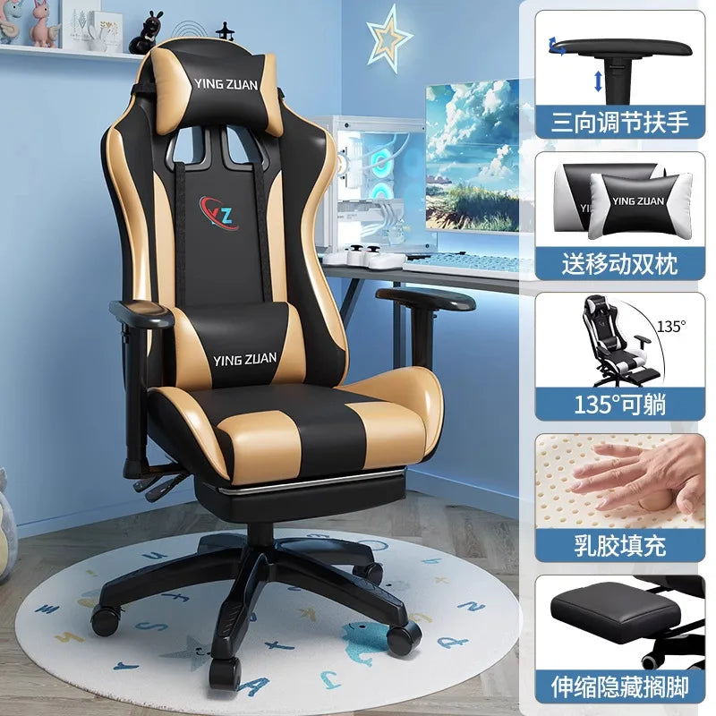 Silla gaming Silla de ordenador Asiento reclinable cómodo Juego LIVE Residencia estudiantil hogar Ergonomía para sedentarismo