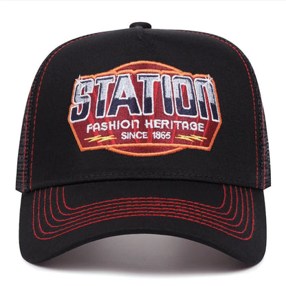 2025 New STATION1865 Truck Hat Men's Personalized Hip Hop Hat Women's Outdoor Skateboarding Hat Sunshade Baseball Hat Mesh Hat
