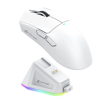 Ratón inalámbrico Attack Shark X11&R1 Tri Mode Bluetooth con base de carga RGB, ergonómico y ligero, accesorio para PC gamer