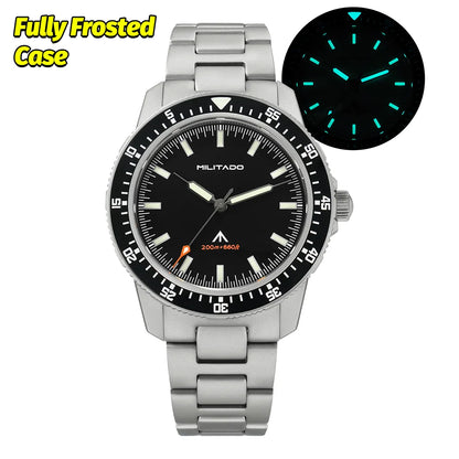 MILITADO  ML25 Quartz Dive Watch VH31 Sweep Second Sapphire Crystal 200M Waterproof BGW9 Lume Ceramic Bezel Men Watch