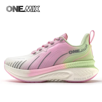 ONEMIX New Cushioning Running Shoes For Men Suitable for Heavy Runners Lace-Up Sports Women Non-slip Outdoor Athletic Male Sneakers