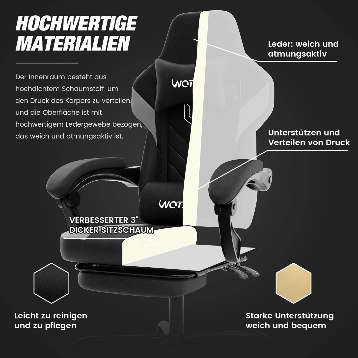 Silla gaming con reposapiés, silla gamer ergonómica con cojín lumbar y reposacabezas, silla gaming ajustable en altura para ordenador
