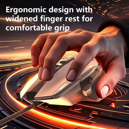 Mouse de gaming wireless ergonomic, reîncărcabil prin USB, Bluetooth, cu senzor optic, programabil, cu conexiune prin cablu, pentru Windows