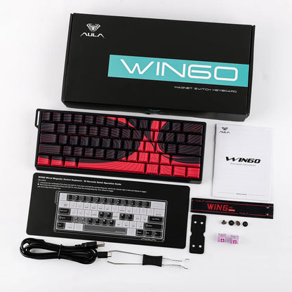 Teclado mecánico con cable AULA WIN60 HE/WIN60 HE MAX 60% con estructura tray-mount hot-swap e interruptores magnéticos Hall Effect