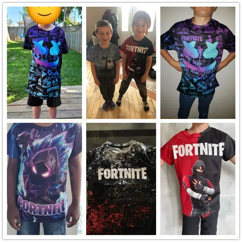 T-shirt Fortnite Bushranger per bambini, stampa 3D Banana Peely, T-shirt da uomo e donna, maglietta Battle Royale, top estivo, regalo di compleanno