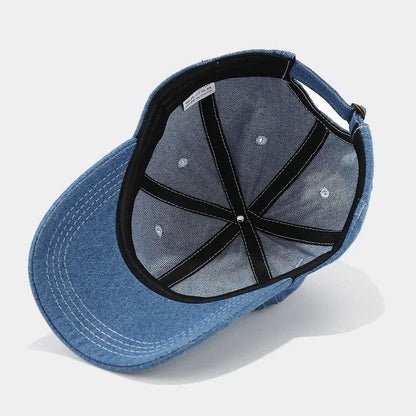 Solid color denim baseball cap for women Korean casual duckbill cap for men summer sun protection cap