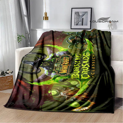 Печатно одеяло Game World of Warcraft, пикник одеяло, топло фланелено одеяло, домашно спално бельо, одеяла за легла, подарък за рожден ден