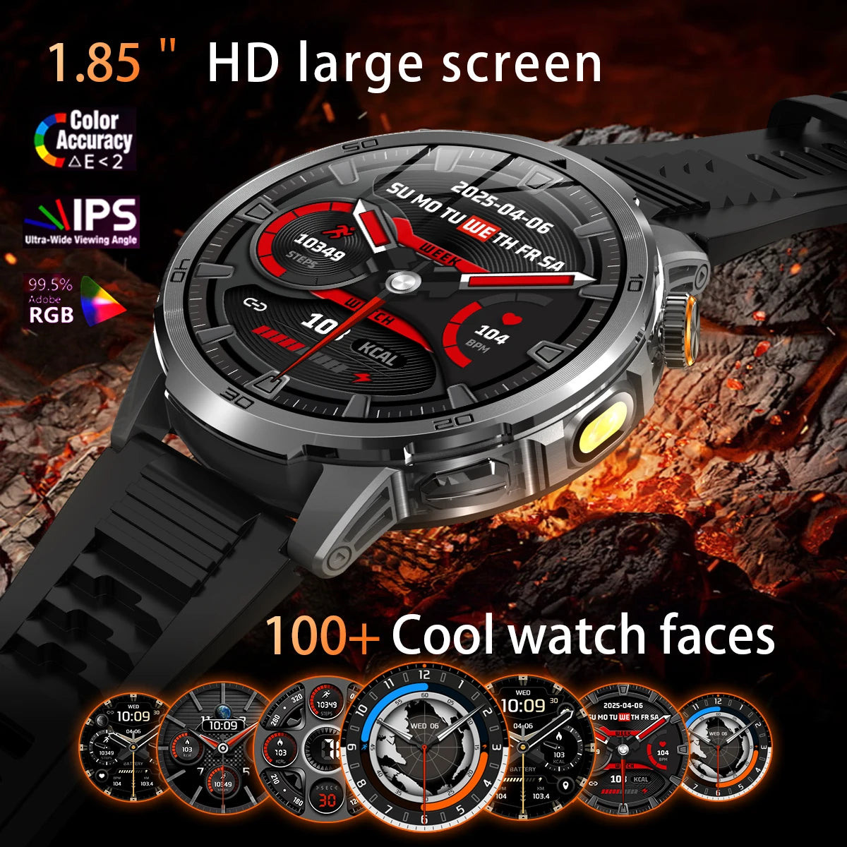 2026 New Military Outdoor Smart Watch 1.85‘’ AMOLED 1000mAh Large Battery 5ATM Waterproof Voice Call Sports Men Fitness Bracel