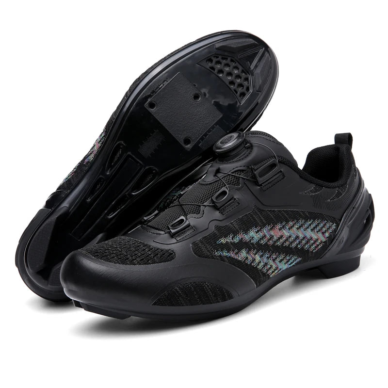Zapatillas de ciclismo MTB para hombre y mujer T03 moradas, transpirables, de velocidad, con autocierre, para ciclismo de carretera, deporte al aire libre, competición y entrenamiento