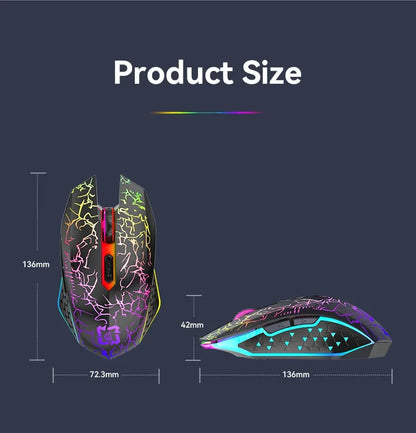 Mouse gaming RGB 2.4G wireless Bluetooth 1600DPI con 6 pulsanti silenziosi, mouse ergonomico dual-mode da ufficio per MacBook e PC