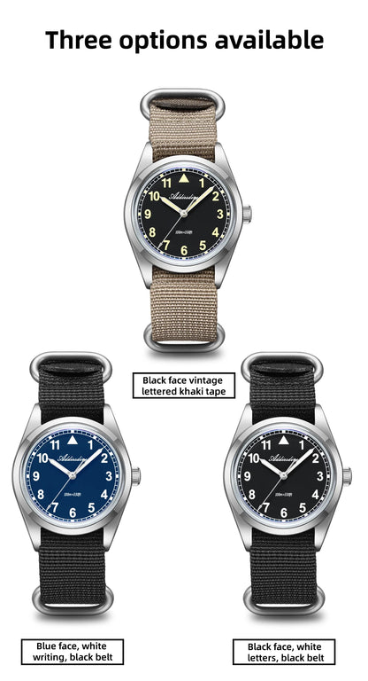 Reloj analógico para hombre ADDIESDIVE de 36mm con cristal de espejo abombado, resistente al agua 100m, luminoso, reloj de cuarzo sencillo para hombre con correa de nailon