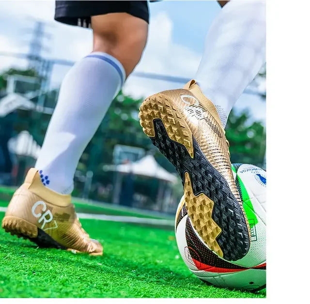 Scarpe da calcio per bambini antiurto sulla punta, chiusura con lacci, tacchetti corti antiscivolo, resistenti all’usura e traspiranti, per partite su erba all’aperto