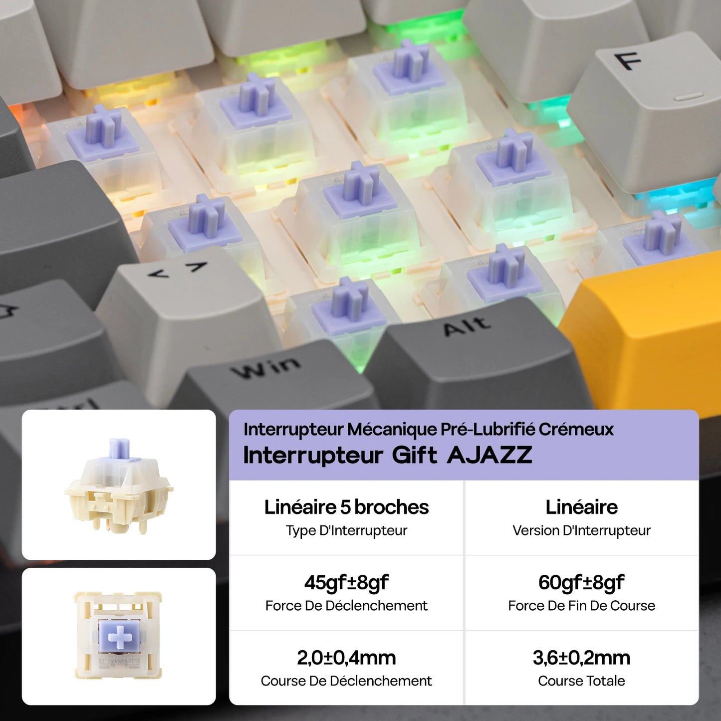 Layout ISO-FR EPOMAKER X AJAZZ AK820 PRO 75% AZERTY Francese Tastiera meccanica hot-swap cablata/BT/wireless 2.4GHz per Win/Mac/PC