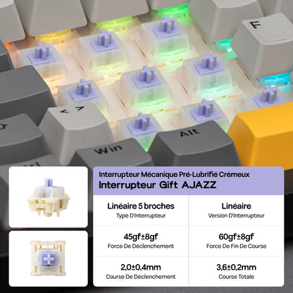 Layout ISO-FR EPOMAKER X AJAZZ AK820 PRO 75% AZERTY Francese Tastiera meccanica hot-swap cablata/BT/wireless 2.4GHz per Win/Mac/PC