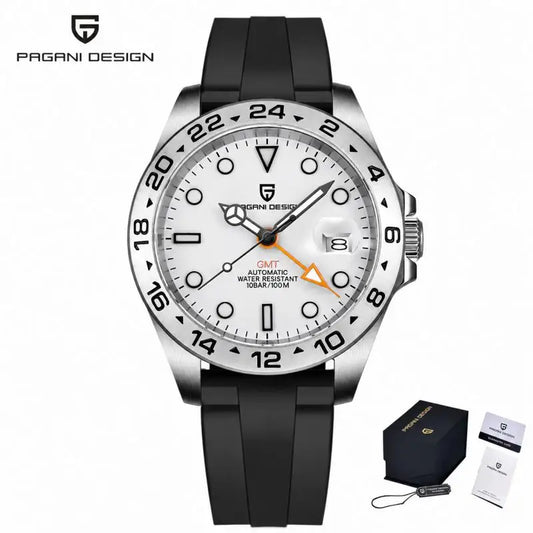 PAGANI DESIGN GMT Watch Automatic Mechanical Watch Stainless Steel Luxury Sapphire 100m Waterproof Clock Reloj Hombre PD1682