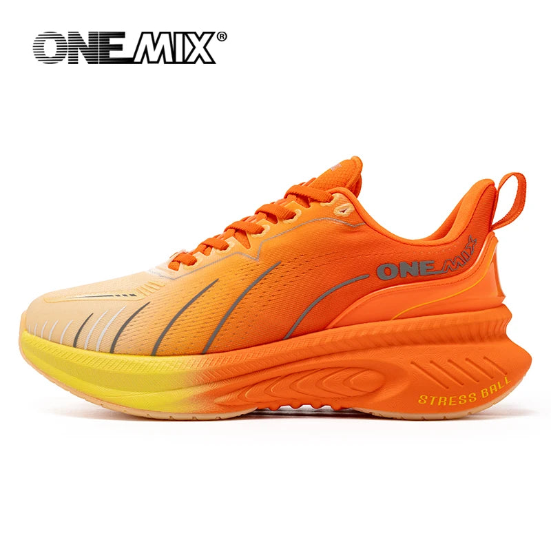 ONEMIX New Cushioning Running Shoes For Men Suitable for Heavy Runners Lace-Up Sports Women Non-slip Outdoor Athletic Male Sneakers