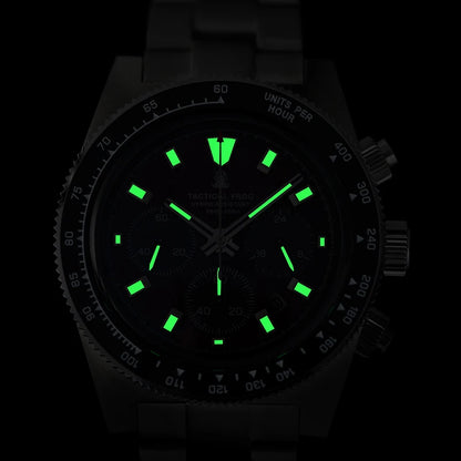 Tactical Frog V2 Solar Chronograph Men's Watch Sapphire Crystal Mirror Ceramic Bezel VS75A Eco-Drive Quartz 20Bar Waterproof Watch