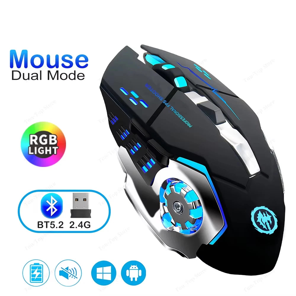 KEBIDUMEI Dual-Mode Bluetooth 5.2 -hiiri 2.4G langaton hiiri RGB-pelihiiri ladattava hiljainen hiiri 3600 DPI -hiiri kannettavalle tietokoneelle