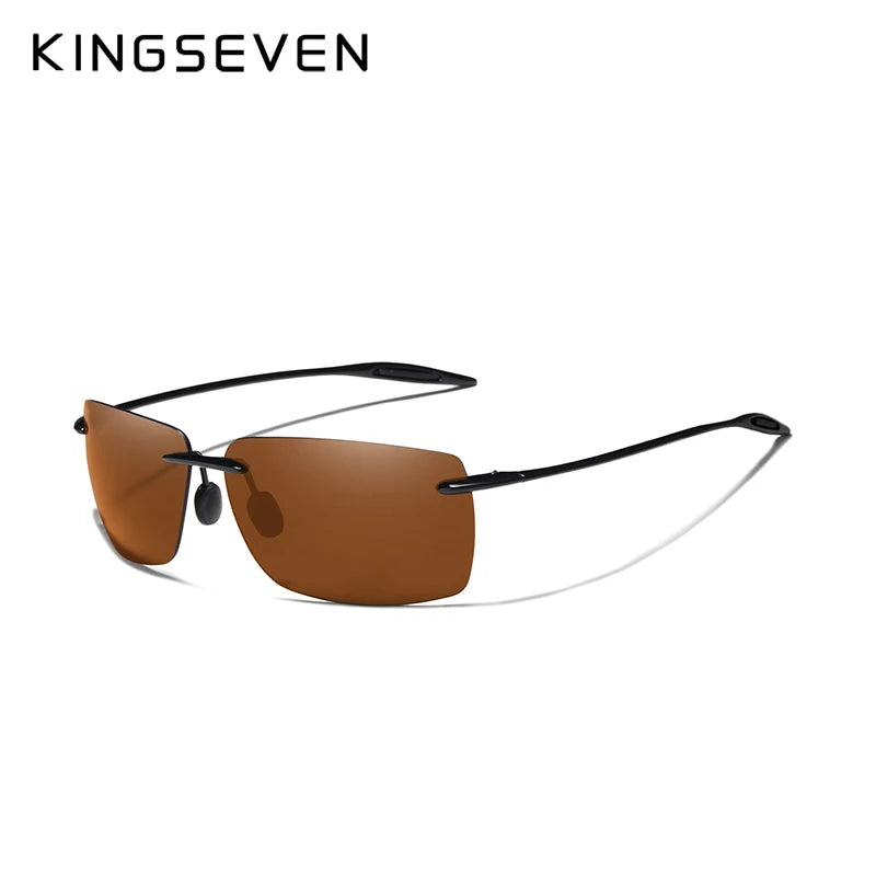 KINGSEVEN TR90 Слънчеви очила без рамка за мъже Ултралеки квадратни слънчеви очила без рамка за жени Маркови дизайнерски огледални лещи
