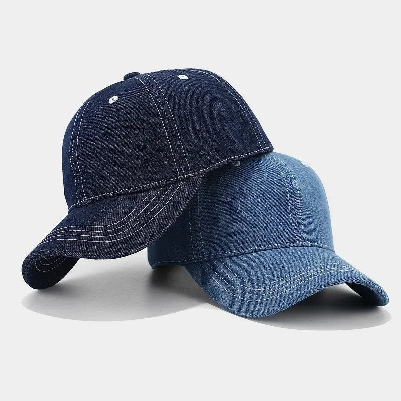 Solid color denim baseball cap for women Korean casual duckbill cap for men summer sun protection cap