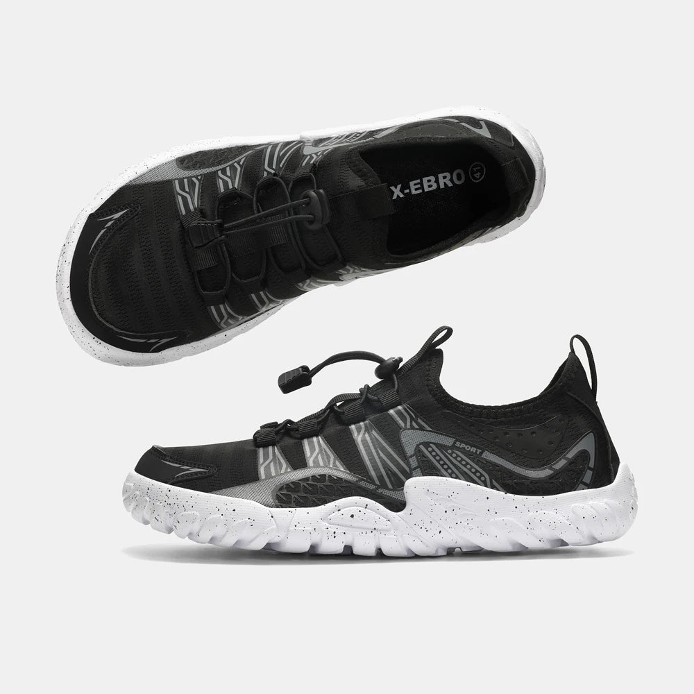 Zapatillas deportivas barefoot anchas para hombre Oiaano, punto de malla negro, ultraligeras, transpirables, para ocio, trabajo, jogging y exterior, suela suave, zero drop