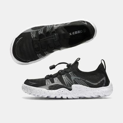 Zapatillas deportivas barefoot anchas para hombre Oiaano, punto de malla negro, ultraligeras, transpirables, para ocio, trabajo, jogging y exterior, suela suave, zero drop