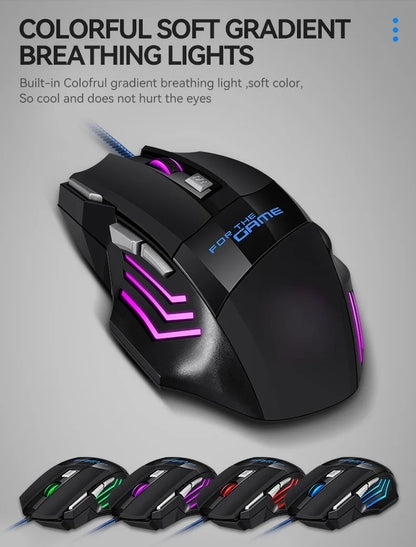 Ratón gaming con cable USB G6, 7 botones con rueda de desplazamiento, 5500DPI ajustables, óptico y ergonómico, para e-sports, portátil, PC y Xiaomi