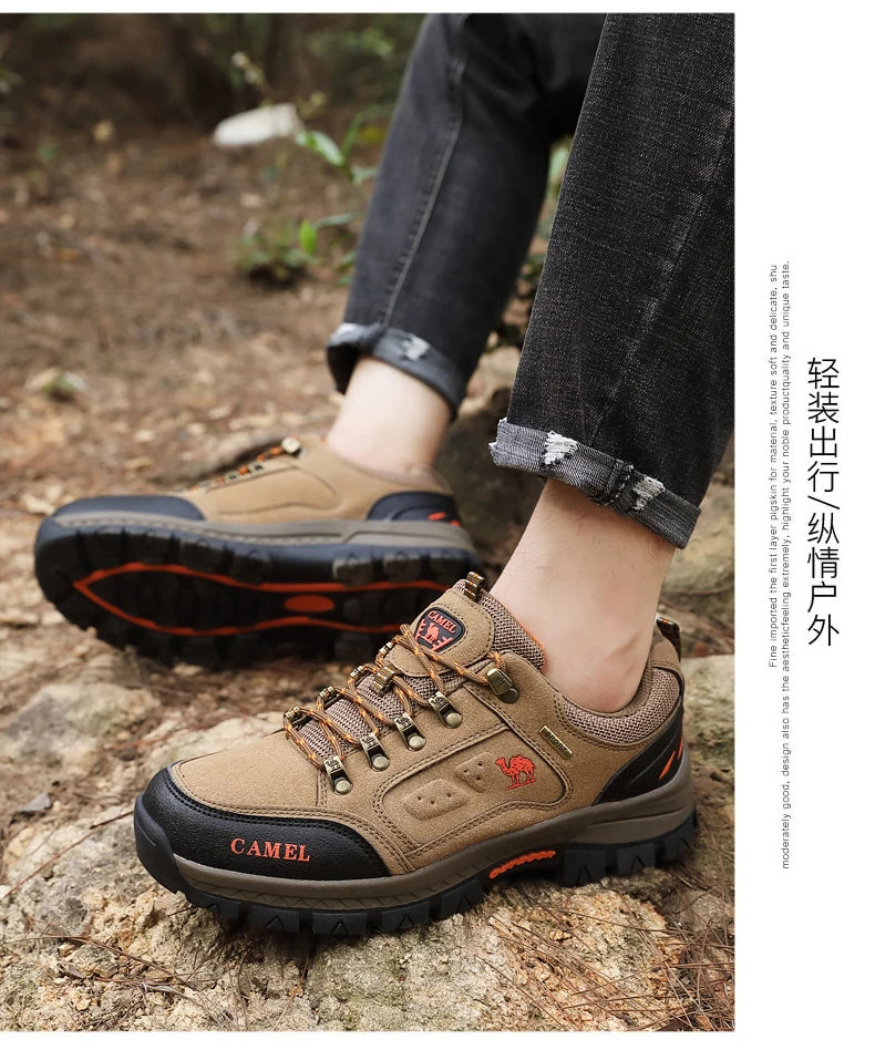 Classic Black Men's Hiking Shoes Outdoor Low Climbing Walking Shoes For Men Trekking Sneakers Non-Slip Mountaineering Shoes Man