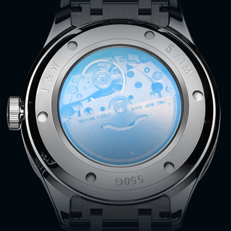 Relógio mecânico de luxo para homem Reloj CARNIVAL em tungsténio, movimento automático MIYOTA 8205, à prova de água.