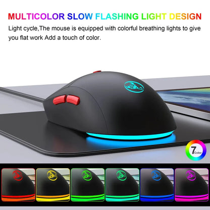 2.4G Wireless Rechargeable Mouse with RGB Lighting, 3600 DPI Ergonomic Silent Wireless Mouse for Laptop, PC, Office & Gaming