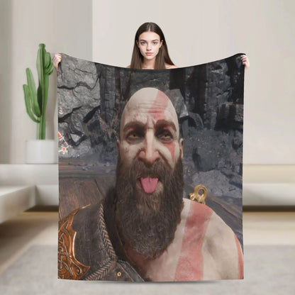 God of War Game Gamers Kratos Blanket Quality Super Soft  Throw Blanket Spring Decorative Couch Chair Sofa Bed Pattern Bedspread