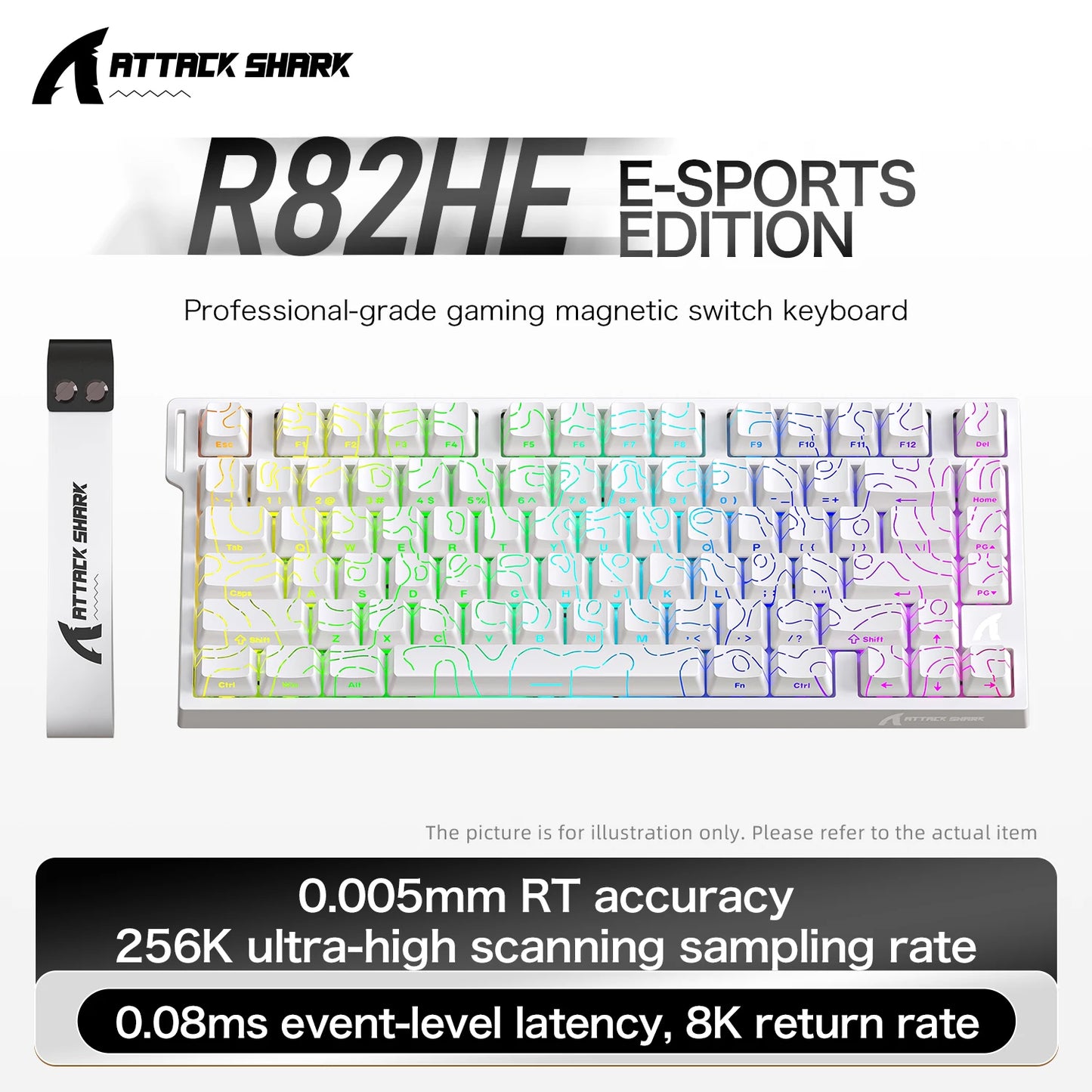 Attack Shark R82HE Wired RGB Magnetic Switch Keyboard, 256K Scan Sampling Rate, 0.005RT Accuracy 8K Return Rate