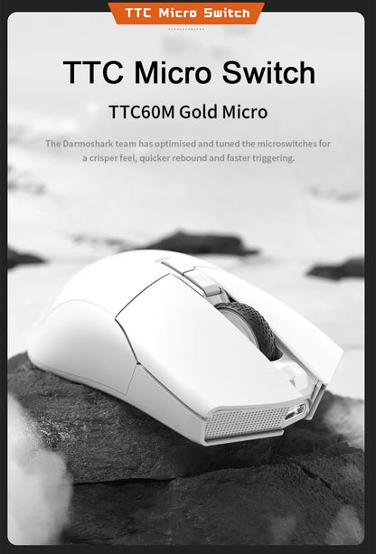 MOTOSPEED Darmoshark N3 Pro Wireless Gaming Mouse, Tri-Mode Bluetooth Gaming Mouse with PAW3395 Sensor, 8K Polling Rate, 26,000 DPI, Rechargeable Ergonomic Gaming Mouse