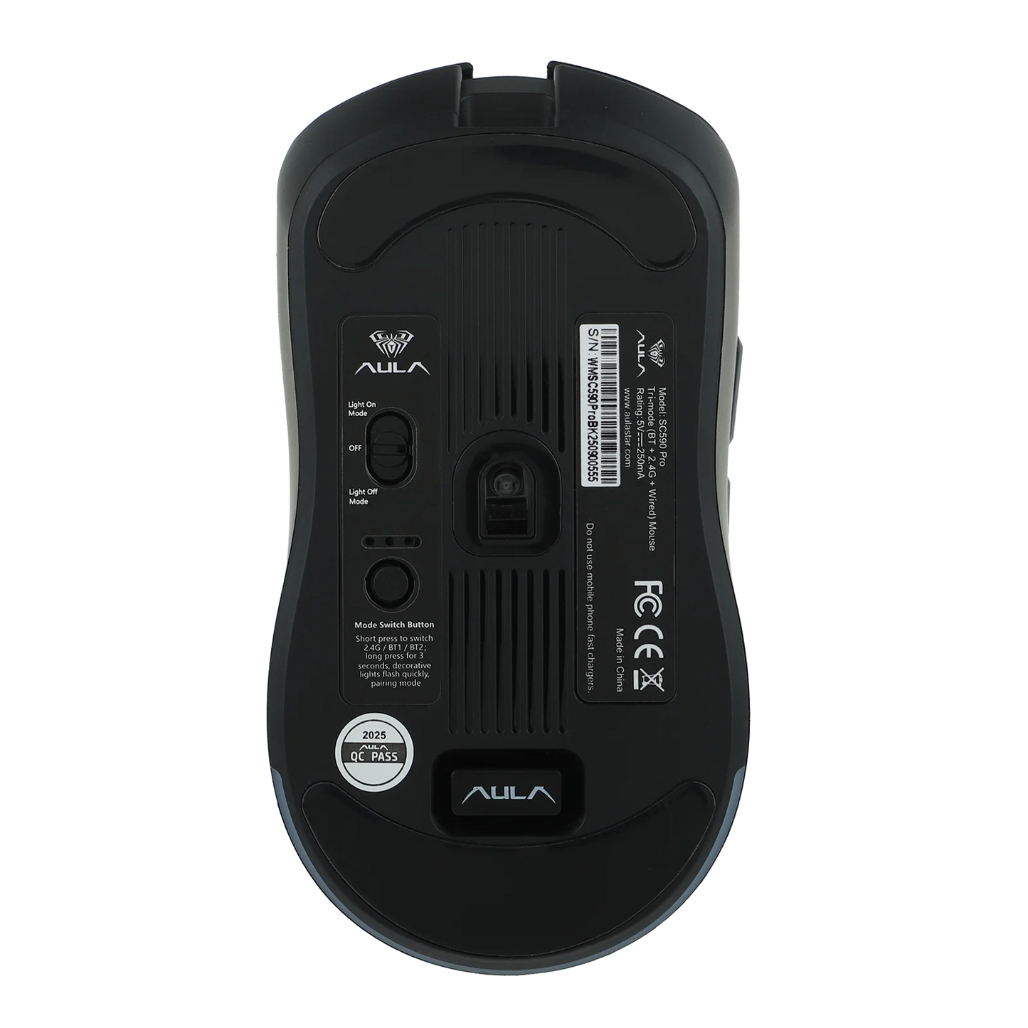 Ratón gaming AULA SC590 PRO con cable/Bluetooth/inalámbrico 2.4GHz, 20000 DPI y sensor PAW3311 con tasa de sondeo de 1000 para Win/Mac/gaming