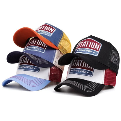 Hot Sale Unisex Baseball Cap Classic STATION Letter Pattern Mesh Cap Men And Women Breathable Streetwear Summer Trucker Hat