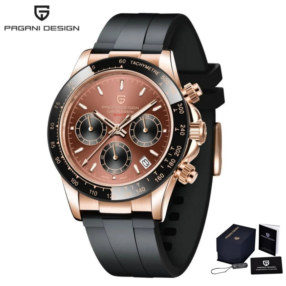 Nuovo originale PAGANI DESIGN PD-1664 orologio da uomo di lusso, movimento al quarzo giapponese VK63, zaffiro, impermeabile, cronografo, oro