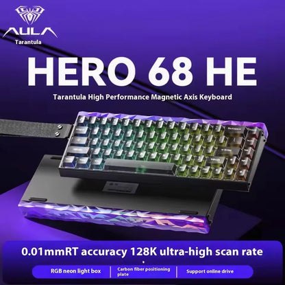 AULA HERO68 HE Tastiera con switch magnetici, Rapid Trigger, polling rate 8K, tastiera da gaming eSports RGB cablata meccanica