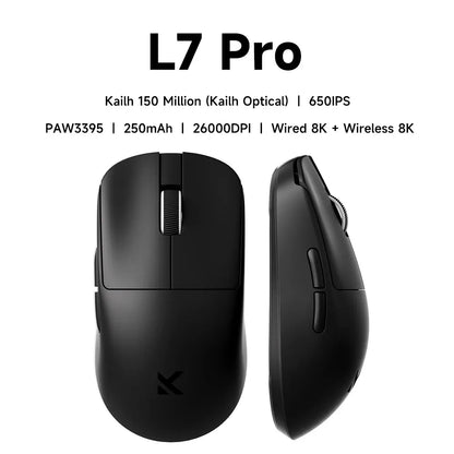 MCHOSE L7 Ultra+ Ratón de mano mediano-grande para gaming y e-sports Paw3950, inalámbrico de tres modos, ligero, de oficina, con doble accionamiento para ordenador