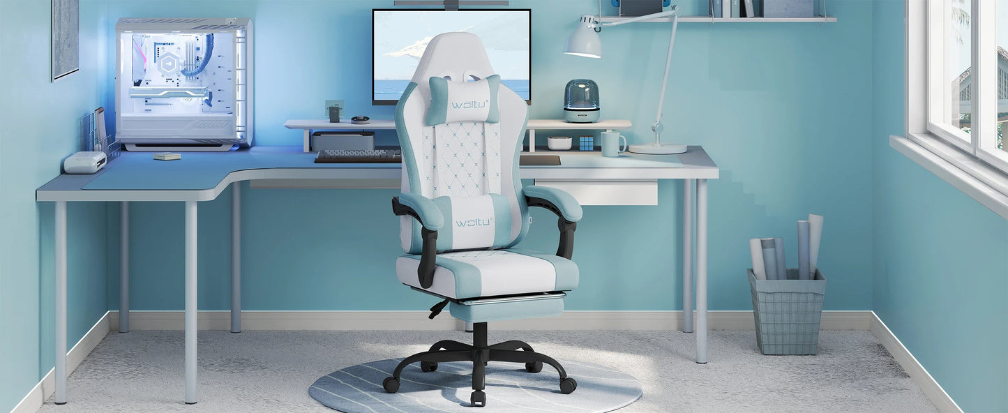 Silla de ordenador giratoria WOLTU con función de masaje, silla de oficina ergonómica con almohada y reposapiés, silla gaming ajustable en altura