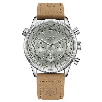 Relógio de luxo para homem LIGE – Cronógrafo com data, em aço inoxidável, estanque, luminescente, estilo desportivo e militar, relógio de quartzo para homem