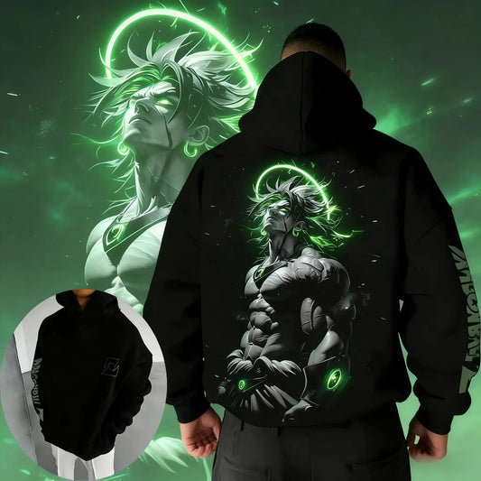 Nova Dragon Ball Z Broly majica s kapuljačom s neonskim halo art printom za muškarce i žene, muški gornji dio, sportska majica s kapuljačom, Y2K majica s kapuljačom