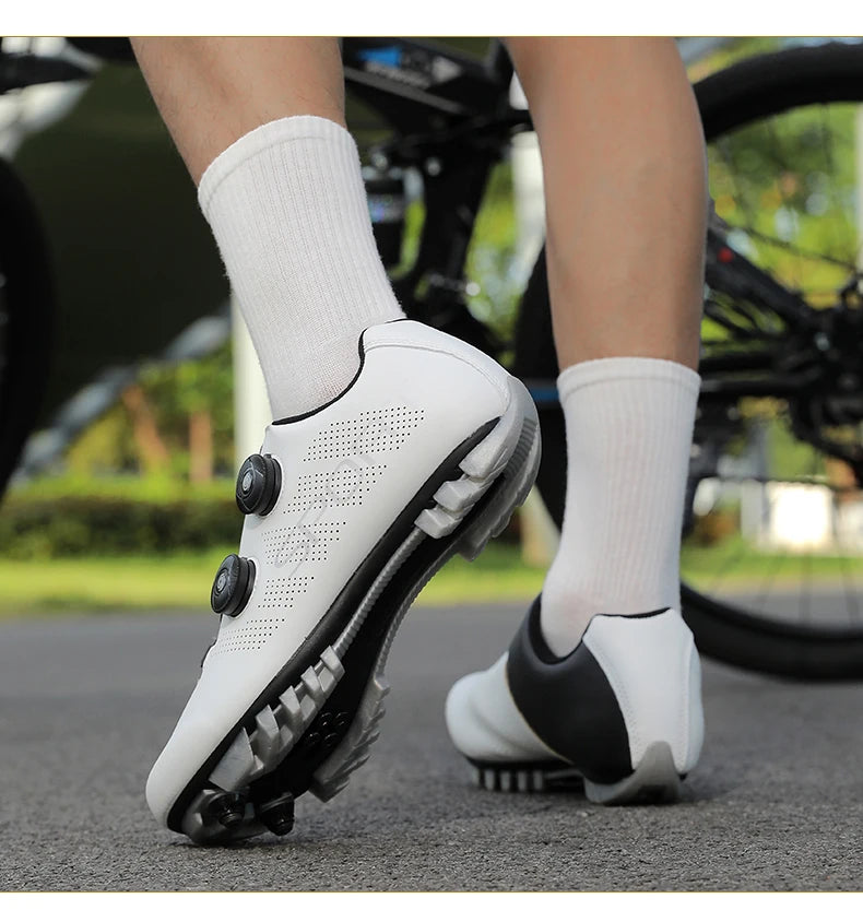 Zapatillas de ciclismo ultraligeras, transpirables y ligeras, con suelas rígidas compatibles con SPD para entrenamiento y competición en bicicleta de carretera y montaña