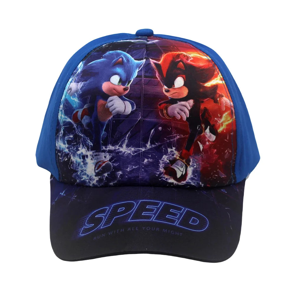 Najnovija podesiva dječja bejzbol kapa s 48-54 cm, sonični print, anime repovi, knuckles, sjenom i suncem, plavi jež, dječja vanjska kapa, poklon