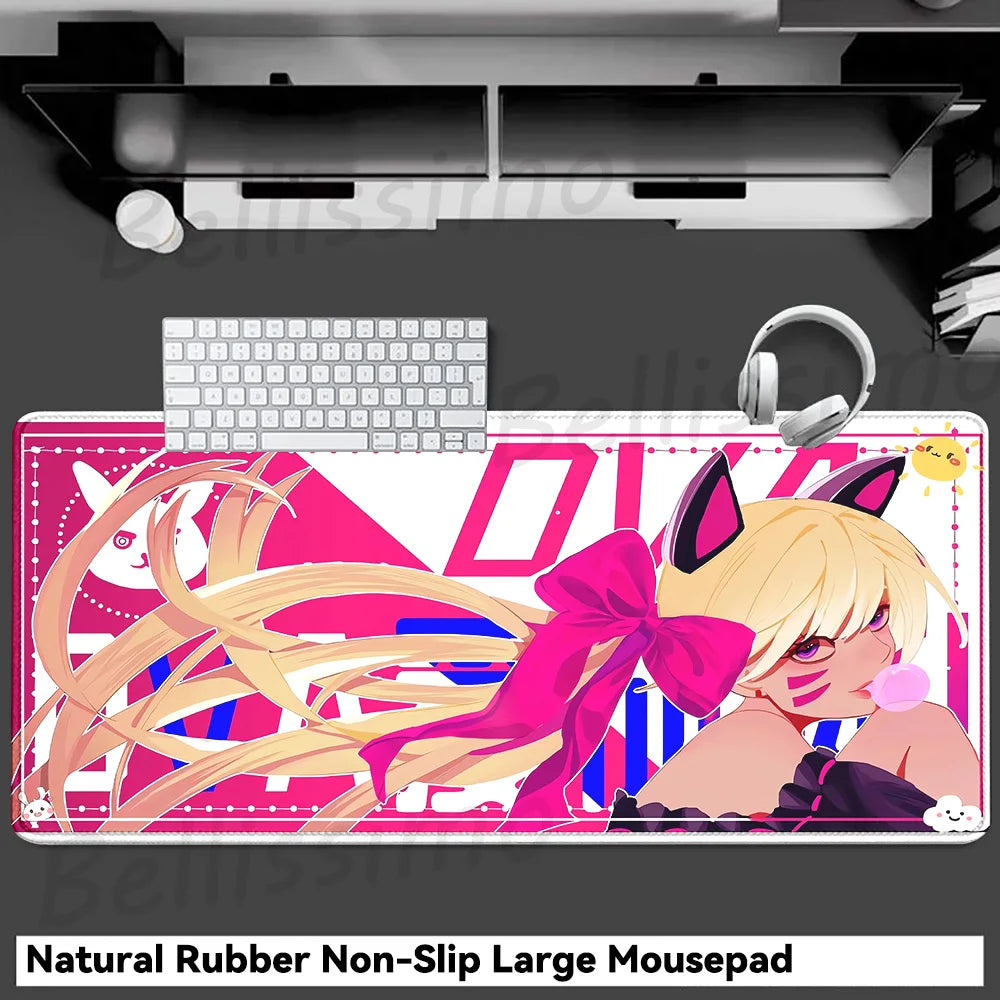 Accesorios Gaming O-Overwatch D-D.va Alfombrilla de Ratón Grande, Alfombrilla para Teclado y Ratón PC, Deskmat XXL Extendida, Alfombrilla Gamer