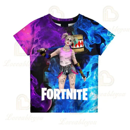 T-shirt 3D Fortnite Victory Game per bambini e neonati, stile Harajuku, top Battle Royale Hero carino per bambini, maschi e femmine