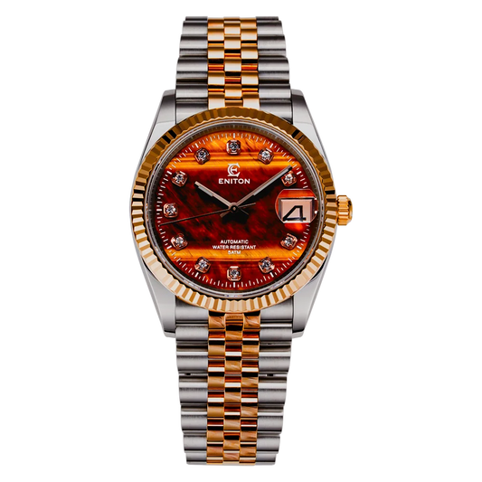 Eniton 36mm Men's Mechanical Watch with Stainless Steel Peacock Stone Tiger Eye Dial And NH35 Movement